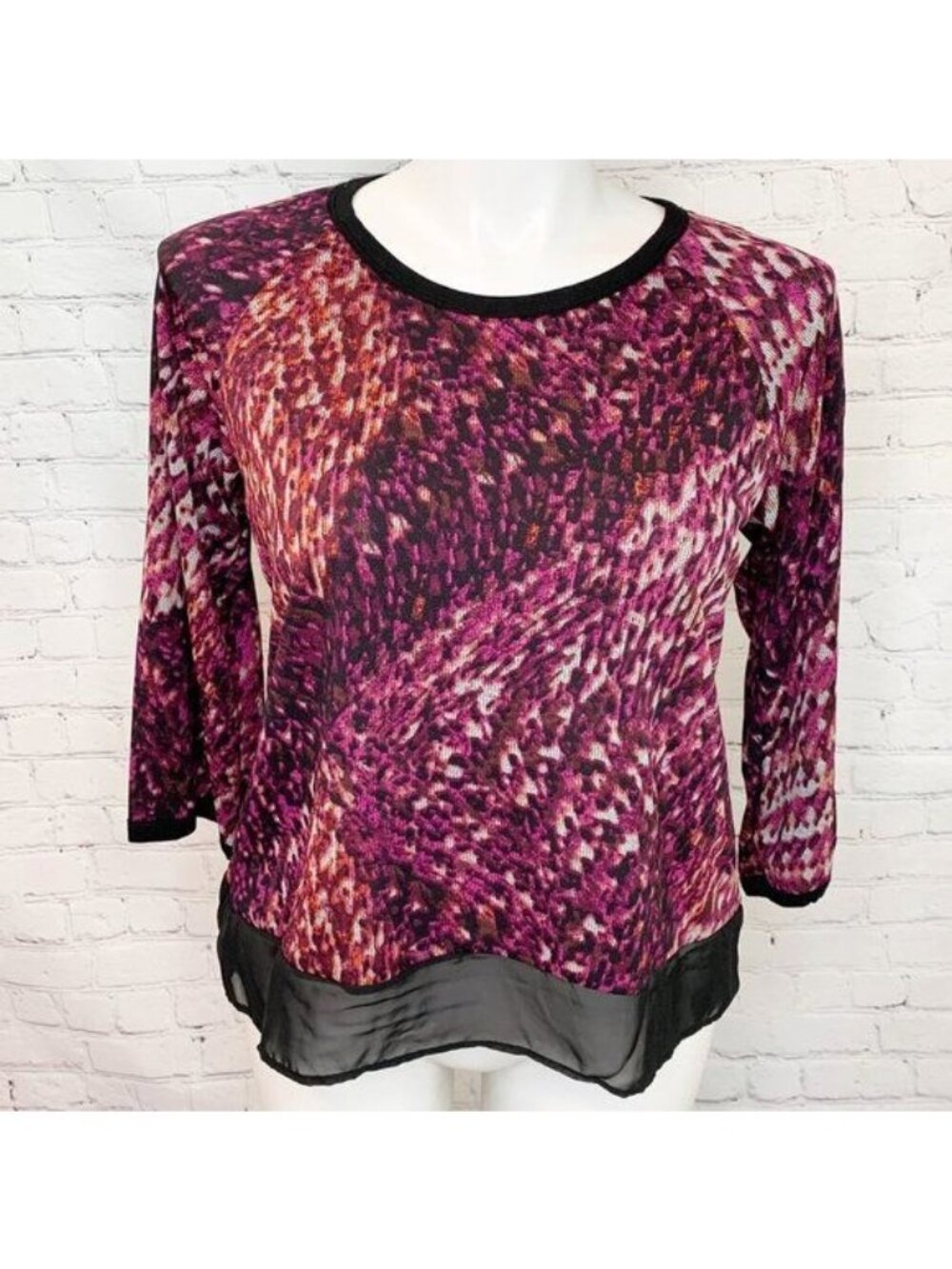 NEW W/ TAGS CHENAULT PURPLE PATTERN SHEER BOTTOM TOP - PXL